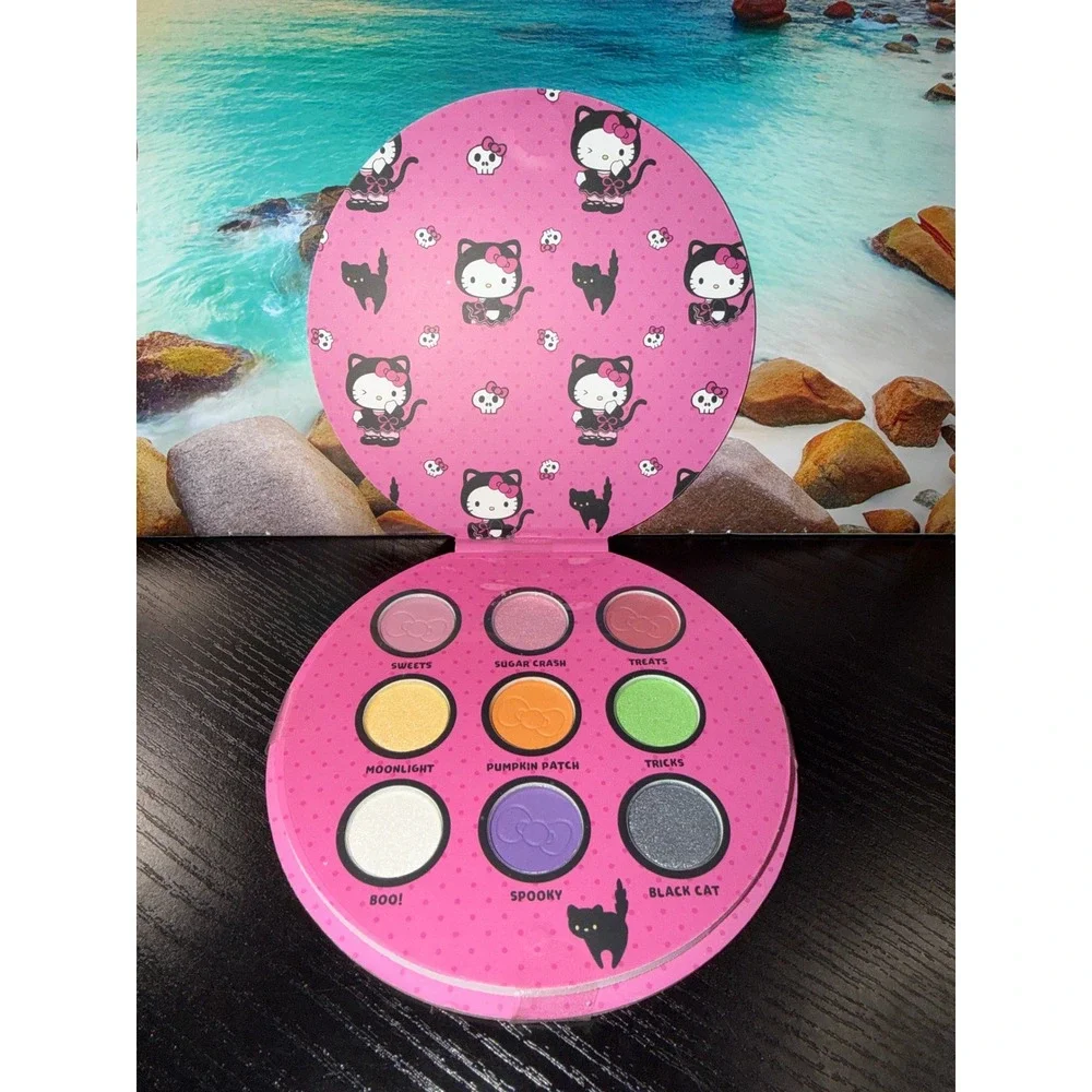 Sanrio Hello Kitty Halloween Eyeshadow Palette 9 Shades Black Cat Spooky Pink